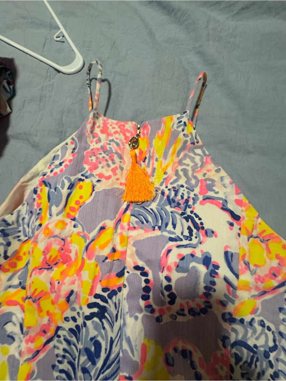 Girls' Multicolor Floral Spaghetti-Strap Dress with Tassel